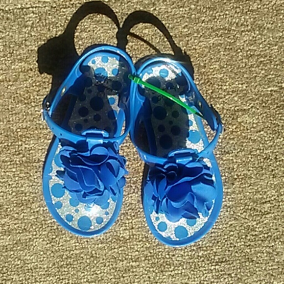 STEPPING STONES FLORAL BLUE SANDALS SIZE 6 - Picture 1 of 2